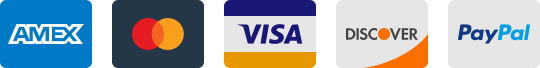 We accept American Express, Mastercard, Visa, Discover and PayPal